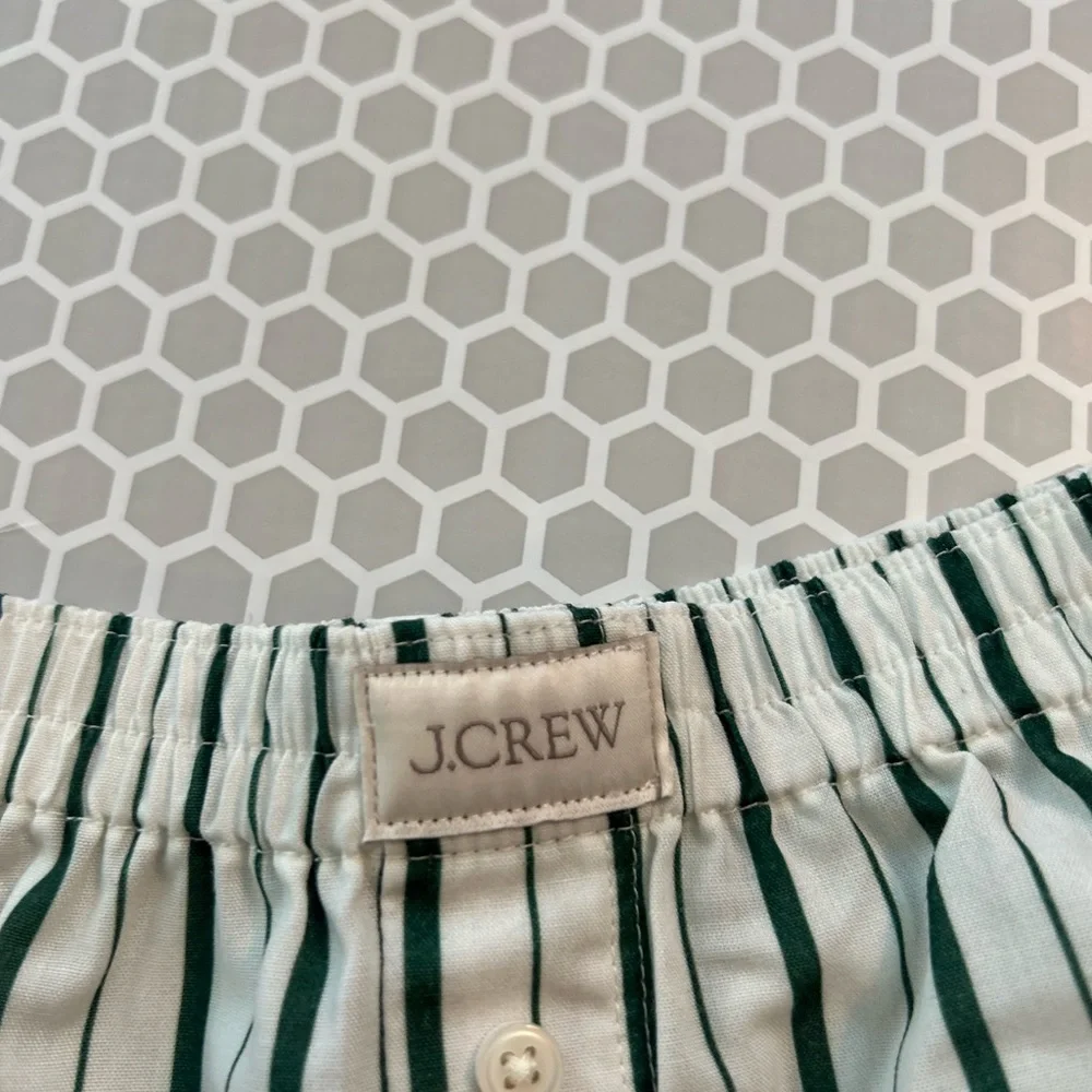 NWT J. Crew Kids Green and White Striped Pajama Set Size M (8-9) - Picture 6 of 8